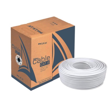 Bobina de cable rj45 utp phasak phr 6301 cat.6 305m gris