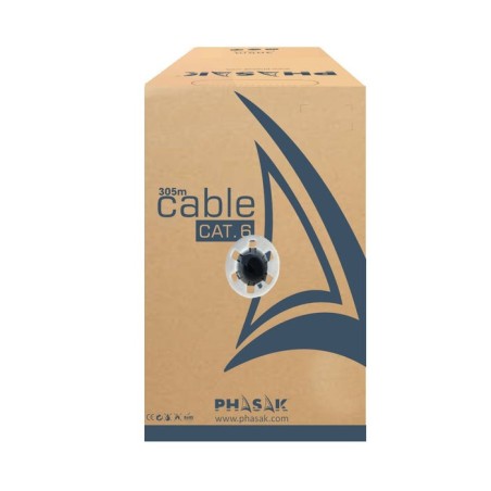 Bobina de cable rj45 utp phasak phr 6301 cat.6 305m gris