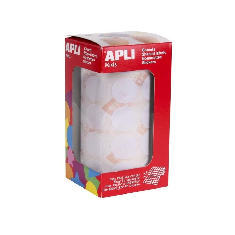Apli gomets redondos 20mm rollo blancos