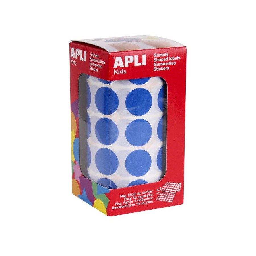 Apli gomets redondos 20mm rollo azul