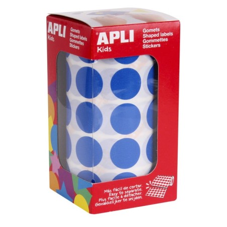 Apli gomets redondos 20mm rollo azul
