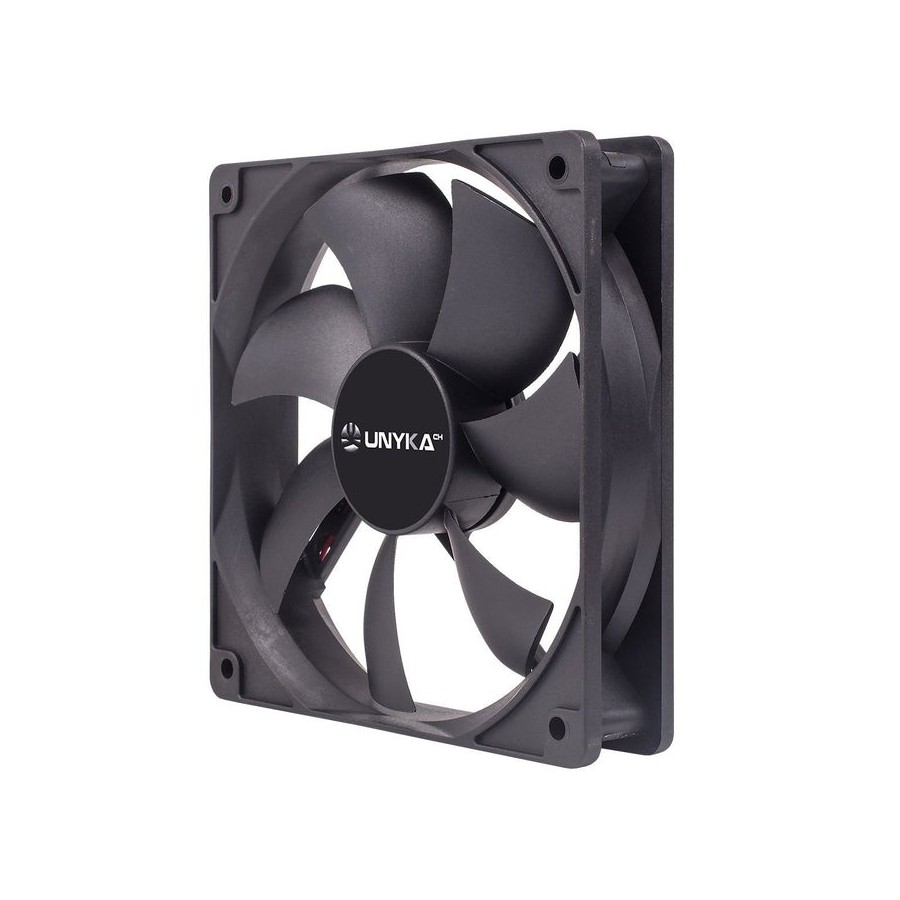 Unykach ventilador 12cm negro  incluye p4 con control de temperatura