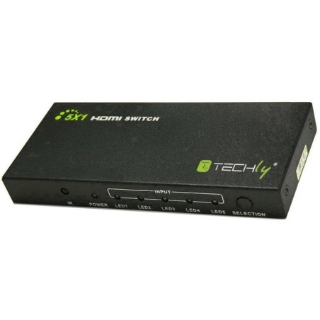 Techly hdmi switch 4k, uhd, 3d, 5 entradas hdmi, control remoto