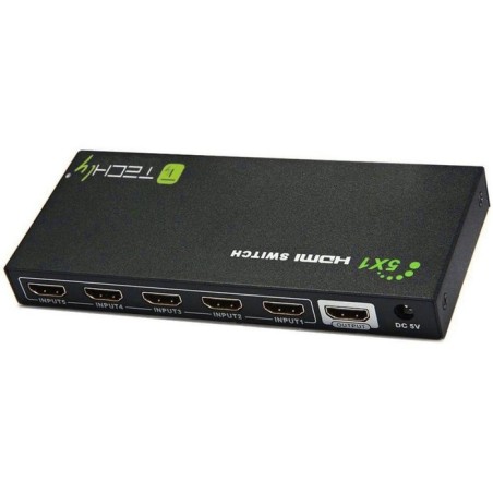 Techly hdmi switch 4k, uhd, 3d, 5 entradas hdmi, control remoto