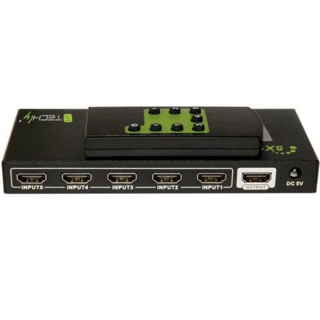 Techly hdmi switch 4k, uhd, 3d, 5 entradas hdmi, control remoto