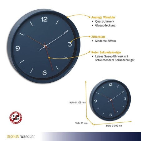 Tfa 60.3056.06 reloj de pared analogico azul petroleo
