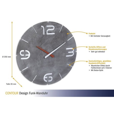 Tfa-dostmann 60.3536.15 reloj de pared alrededor gris, blanco