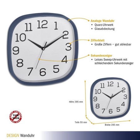 Tfa 60.3053.06 reloj de pared analogico azul paloma
