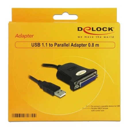 Delock adaptador usb 1.1 a paralelo db25 negro, 80cm