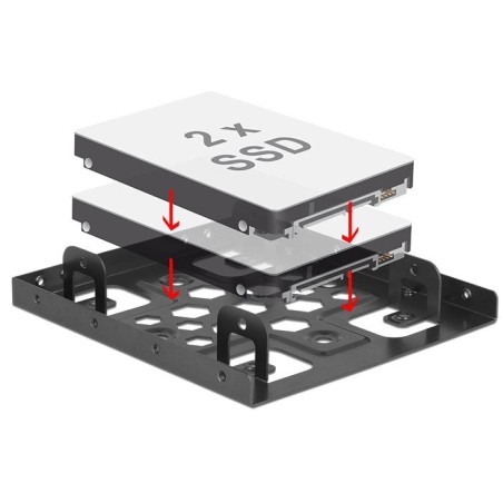 Delock 21324 marco de instalación 2x 2.5 "a 3.5" aluminio negro