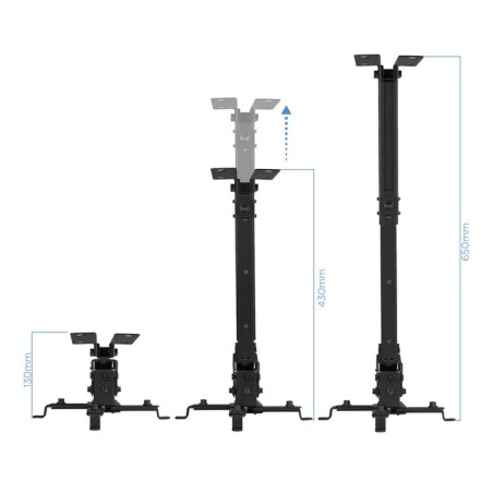 Tooq soporte universal de techo para proyector - inclinable y giratorio - peso max 20kg - negro