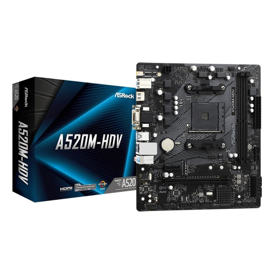 Placa base asrock a520m-hdv amd am4 2ddr4 hdmi pcie3.0 sata3 usb3.2 matx