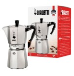 Bialetti moka express cafetera italiana aluminio, negro