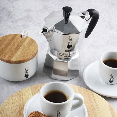 Bialetti moka express cafetera italiana aluminio, negro
