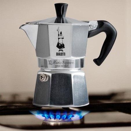 Bialetti moka express cafetera italiana aluminio, negro