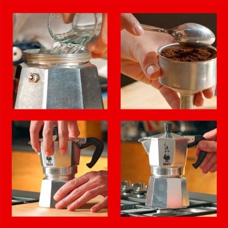 Bialetti moka express cafetera italiana aluminio, negro
