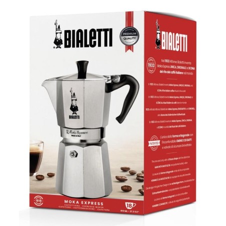 Bialetti moka express cafetera italiana aluminio, negro