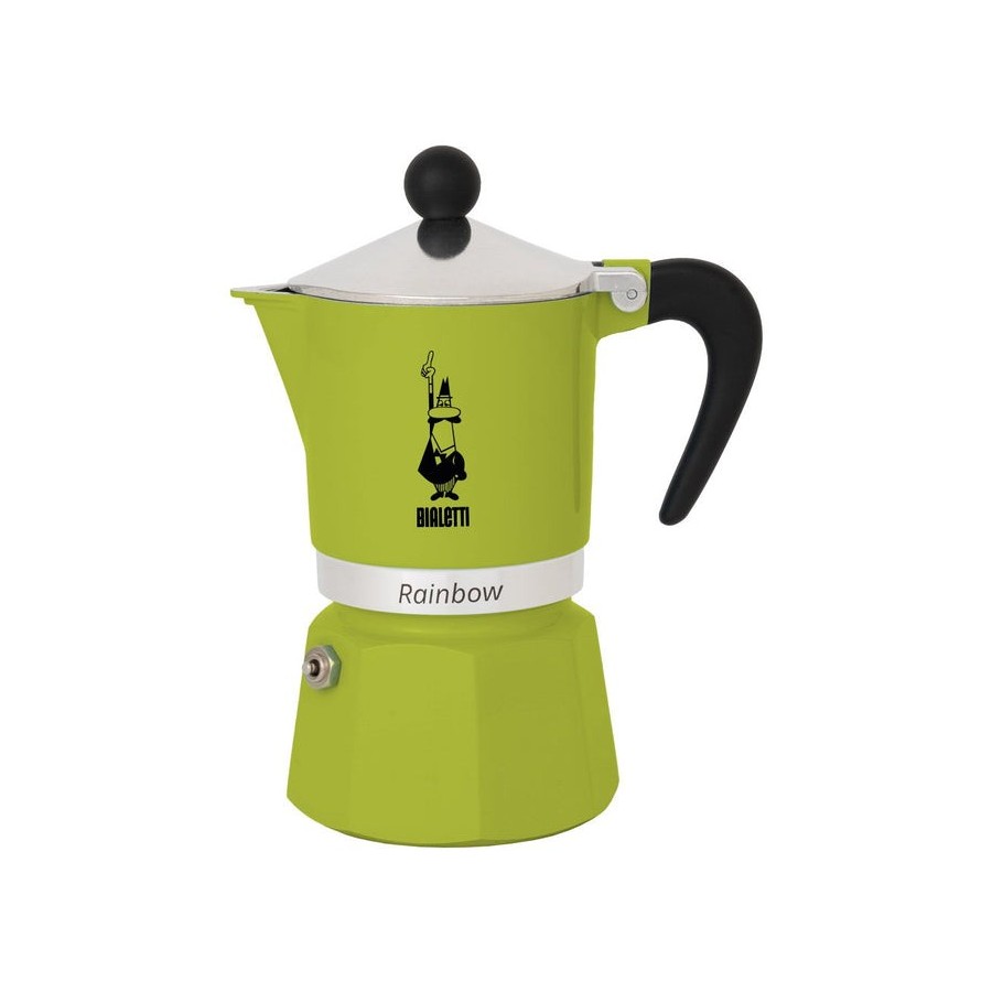 Cafetera italiana bialetti rainbow aluminio negro verde