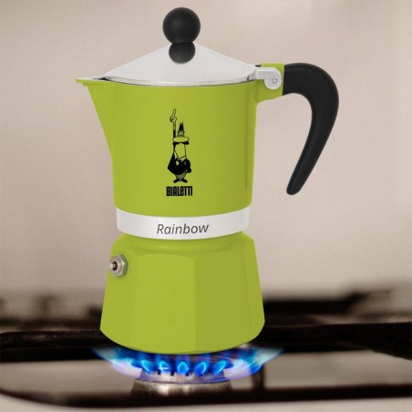Cafetera italiana bialetti rainbow aluminio negro verde