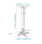 Tooq soporte universal de techo para proyector - inclinable y giratorio - peso max 20kg - negro