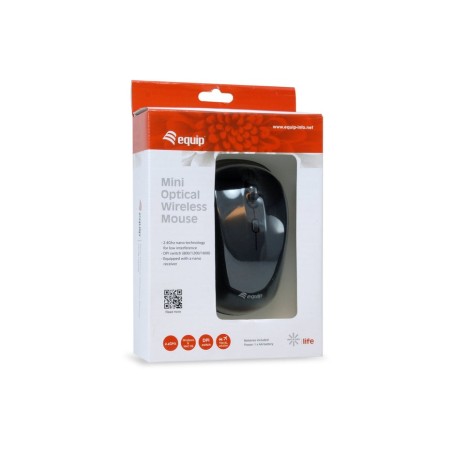 Equip  ratón óptico inalámbrico, mini negro