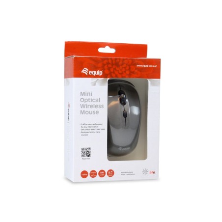 Equip ratón óptico inalámbrico, mini gris
