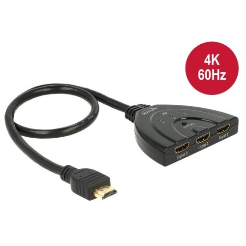 Delock switch hdmi 3 entradas - 1 salida 4k 0.50m