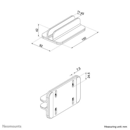Soporte vertical newstar hasta 17 "max 5kg, plata