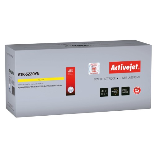 Tóner activejet atk-5220yn (reemplazo para kyocera tk-5220y - supreme - 1200 páginas - amarillo)