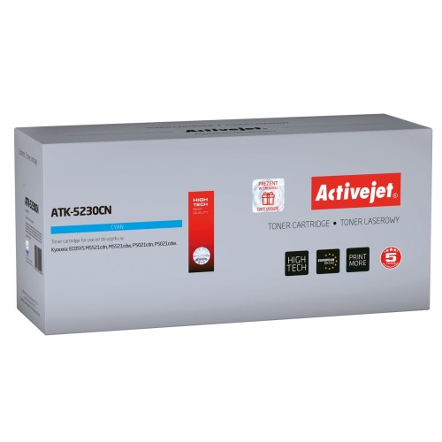 Activejet cartucho de tóner atk-5230cn (repuesto kyocera tk-5230c supreme 2200 páginas azul)