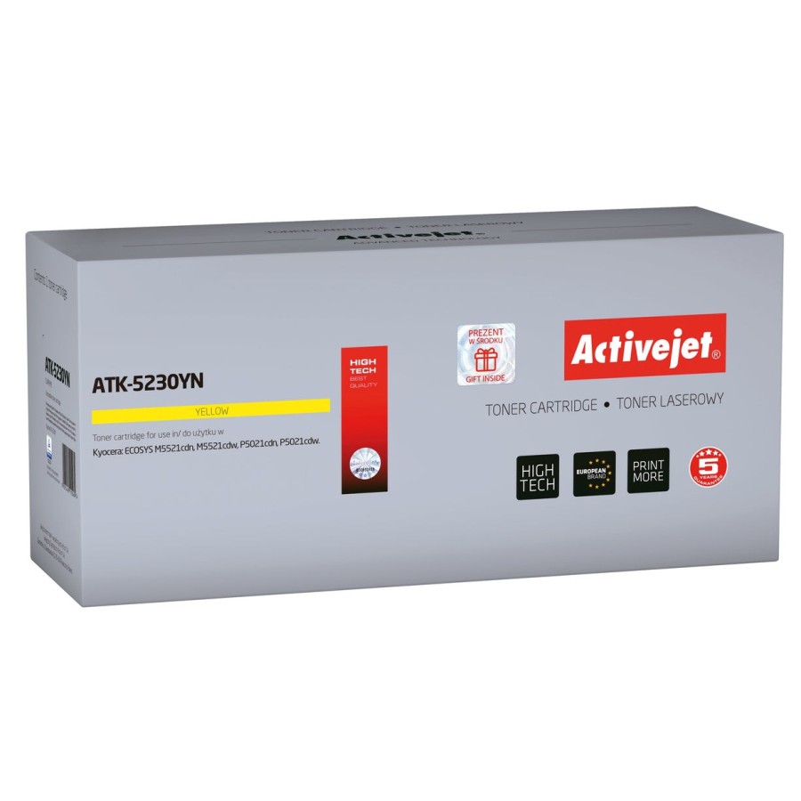 Activejet cartucho de tóner atk-5230yn (repuesto kyocera tk-5230y supreme 2200 páginas amarillo)