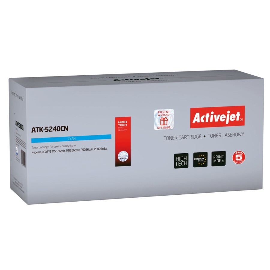 Activejet cartucho de tóner atk-5240cn (repuesto kyocera tk-5240c supreme 3000 páginas azul)