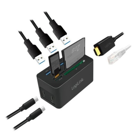 Logilink docking usb 3.2 (g1) hdmi, 10 puertos, pd4, negro
