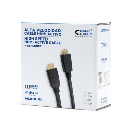 Nanocable cable hdmi v1.4 con repetidor macho a hdmi v1.4 macho 20m - alta velocidad - negro