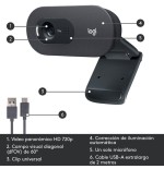Logitech webcam hd c505 negra 720p/30fps/micro largo alcance/usb-a 960-001364