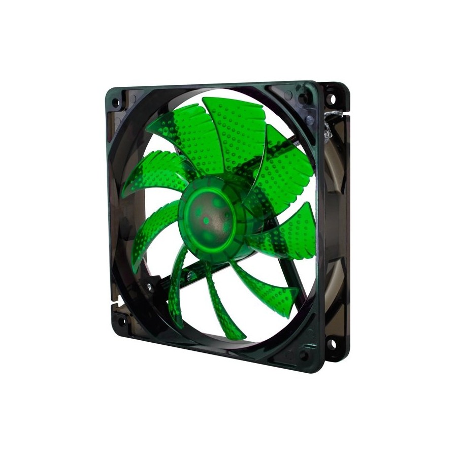Nox ventilador caja coolfan 12x12 led 19 dba. verde