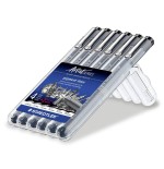 Staedtler rotuladores pigment liner 308 estuche de 6 anchos de línea surtidos negro