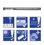 Staedtler rotuladores pigment liner 308 estuche de 6 anchos de línea surtidos negro