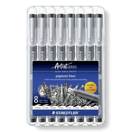 Staedtler pigment liner 308 rotulador de punta fina negro 8 pieza(s)