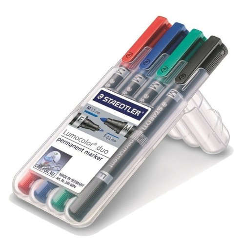 Staedtler 348 wp4 marcador permanente lumocolor duo caja 4ud