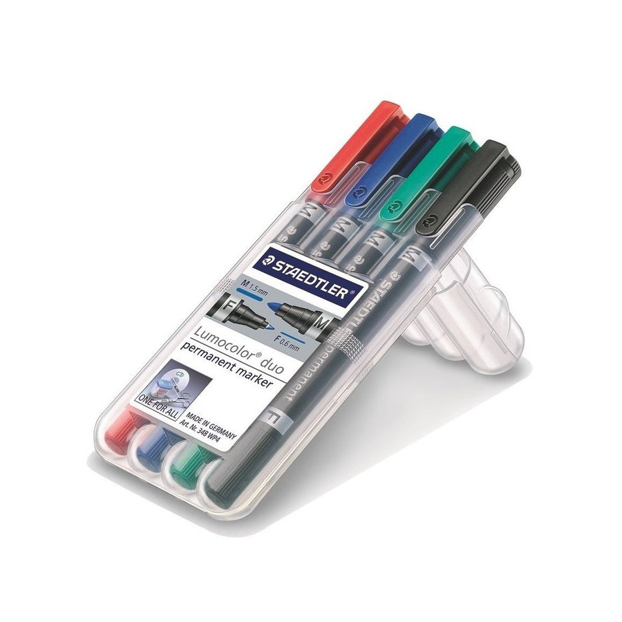 Staedtler 348 wp4 marcador permanente lumocolor duo caja 4ud