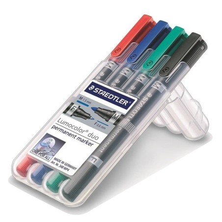Staedtler 348 wp4 marcador permanente lumocolor duo caja 4ud