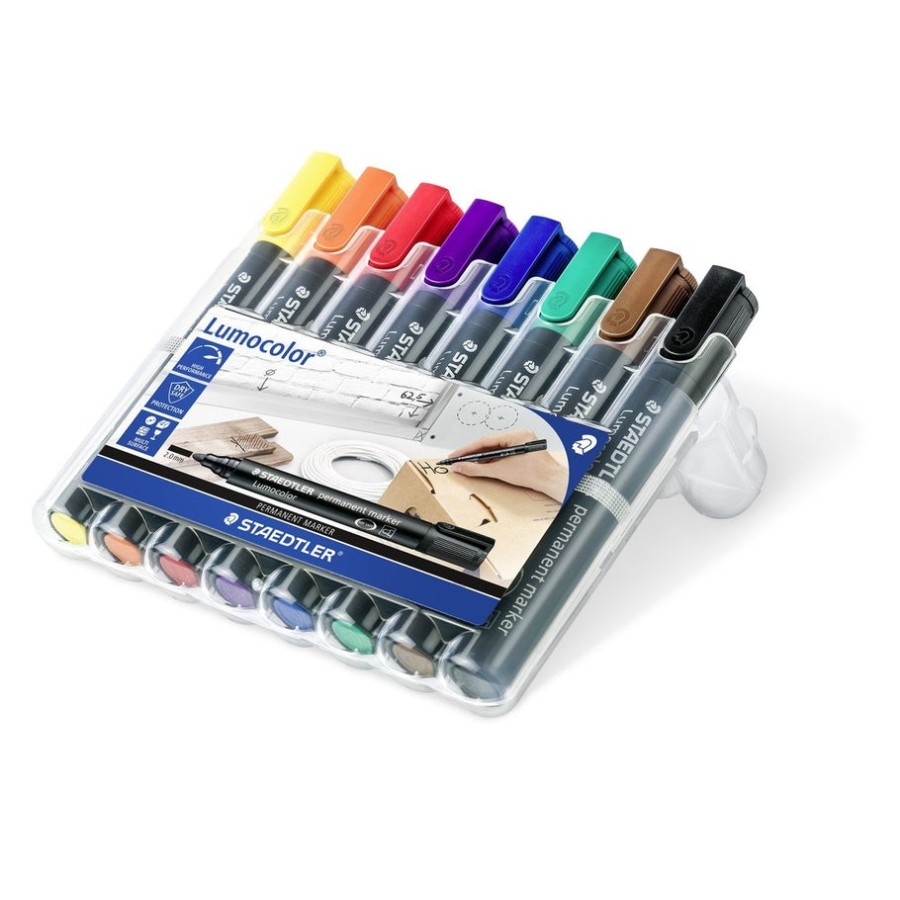 Staedtler lumocolor 352 pack de 8 marcadores permanentes - secado rapido - colores surtidos