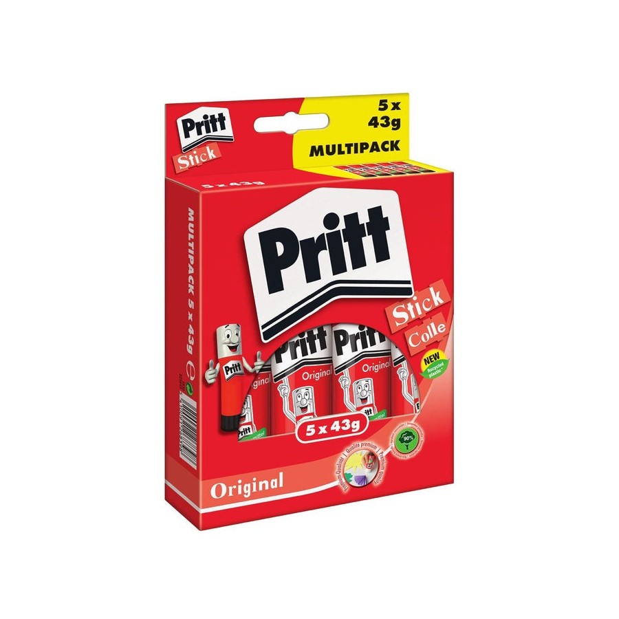 Paquete múltiple de barras de pegamento pritt 5 st x 43 g, 9h ps8bf