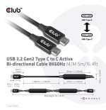 Cable de conexión club3d usb 3.2 tipo c  tipo c activo 5m m/m retail