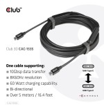 Cable de conexión club3d usb 3.2 tipo c  tipo c activo 5m m/m retail