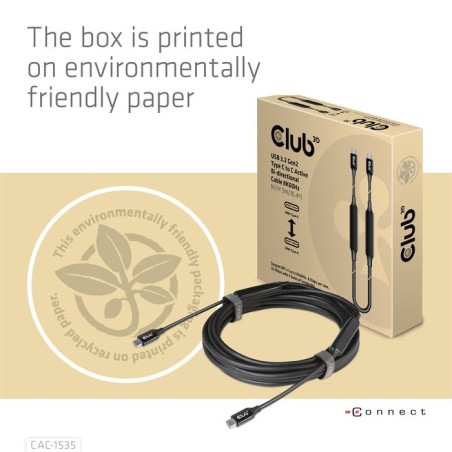 Cable de conexión club3d usb 3.2 tipo c  tipo c activo 5m m/m retail