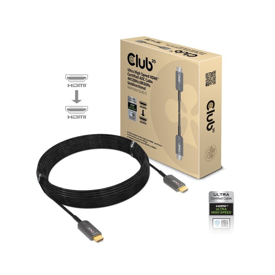 Club3d cable hdmi a - a 2.1 aktiv optico. 8k60hz  uhd 10 meter retail