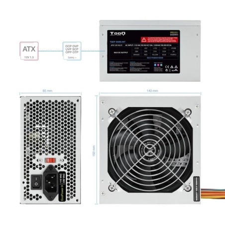 Tooq ecopower ii fuente de alimentacion 500w atx 1.3 12v - ventilador silencioso 120mm