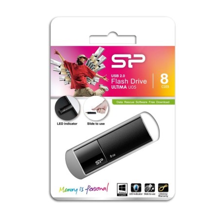 Memoria silicon power usb ultima u05 8gb usb 2.0 negro
